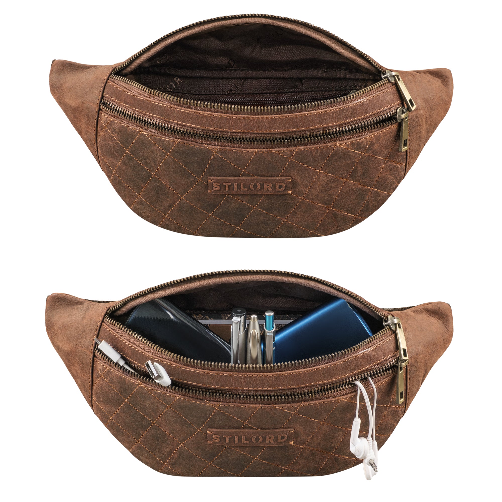 Bauchtasche Leder Herren Damen Hunter braun