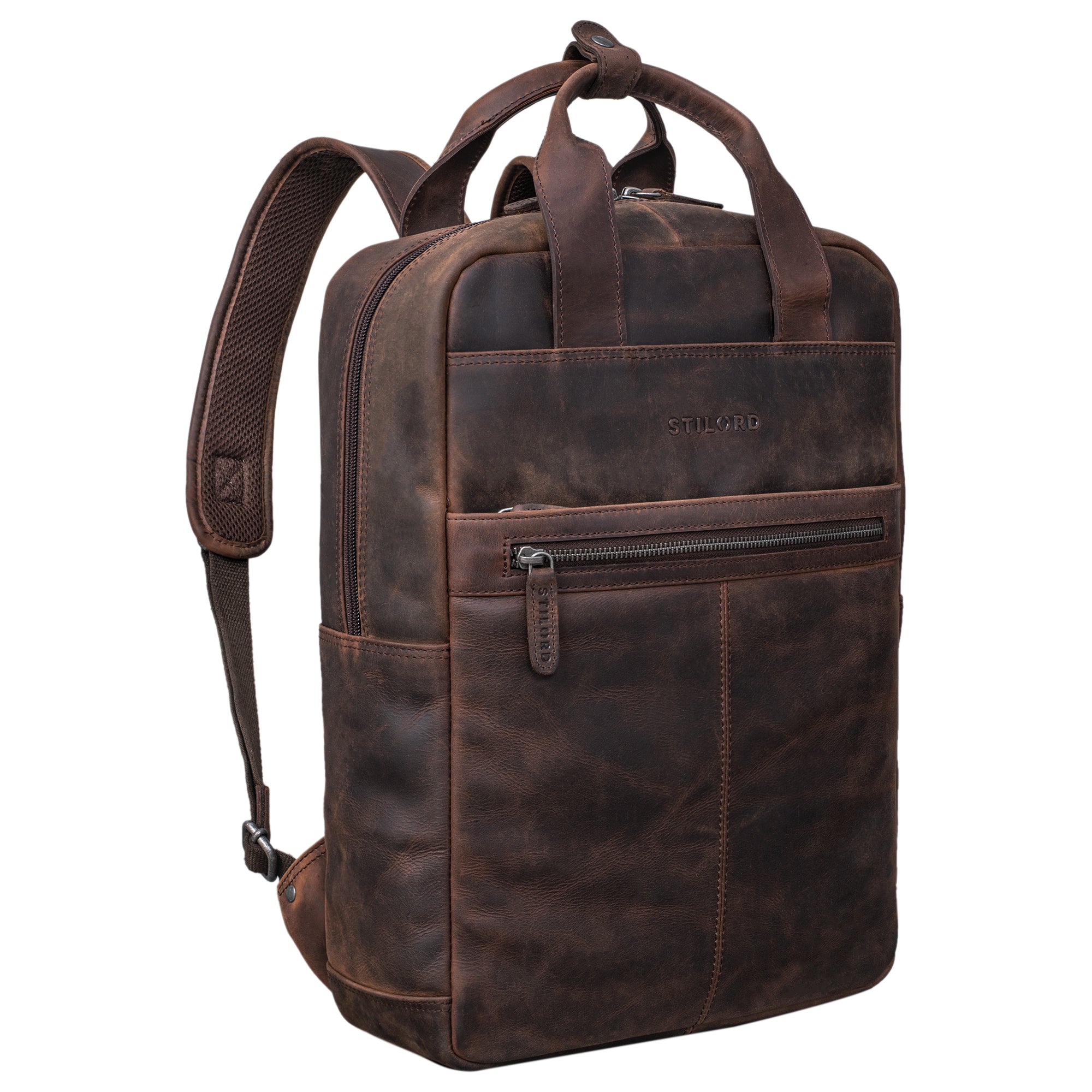 Großer Leder Rucksack Schule braun