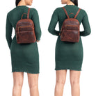 eleganter klassischer Lederrucksack Damen cognac klein