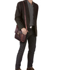 Vintage Leder Umhängetasche dunkelbraun