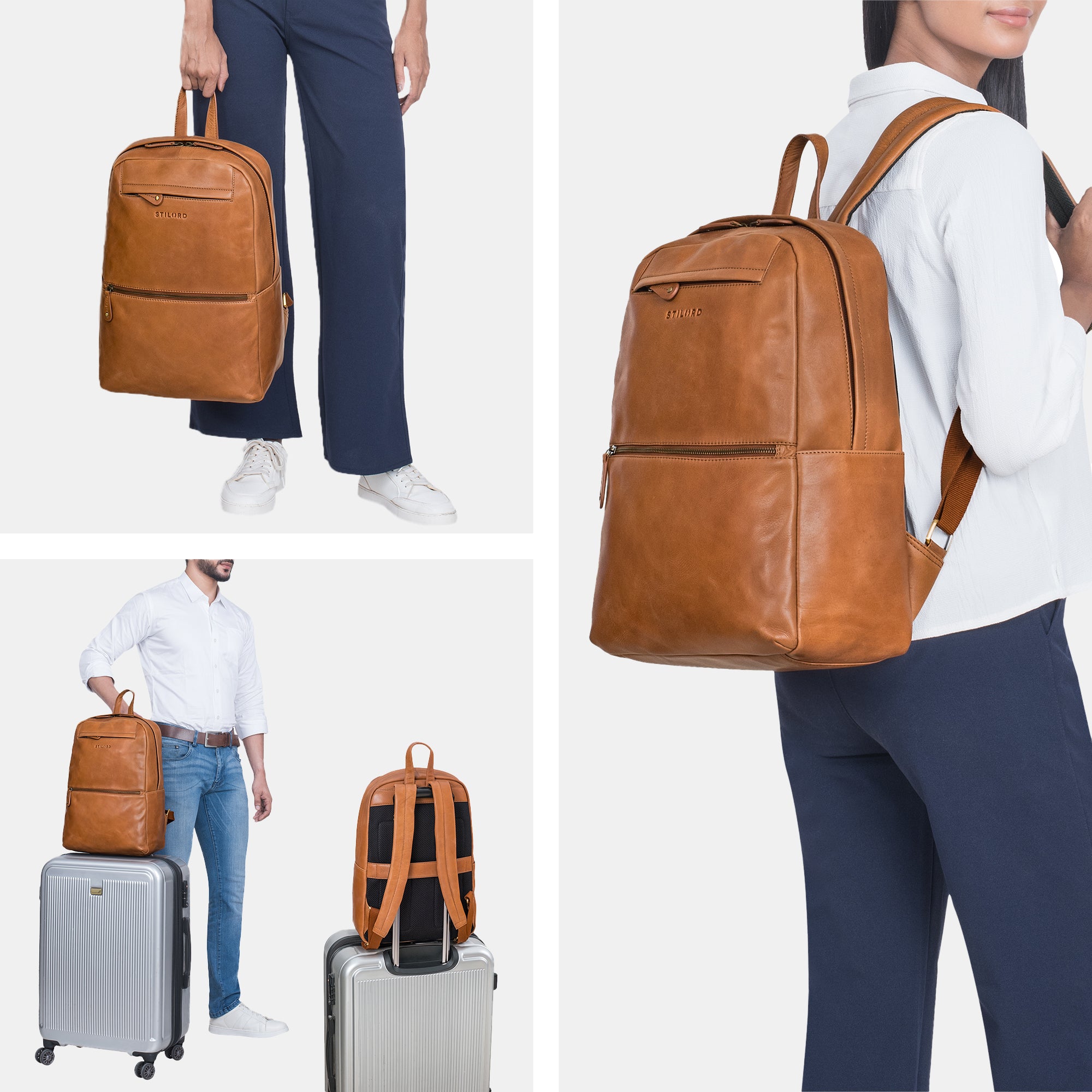 Damen Rucksack Echtleder wasserdicht braun