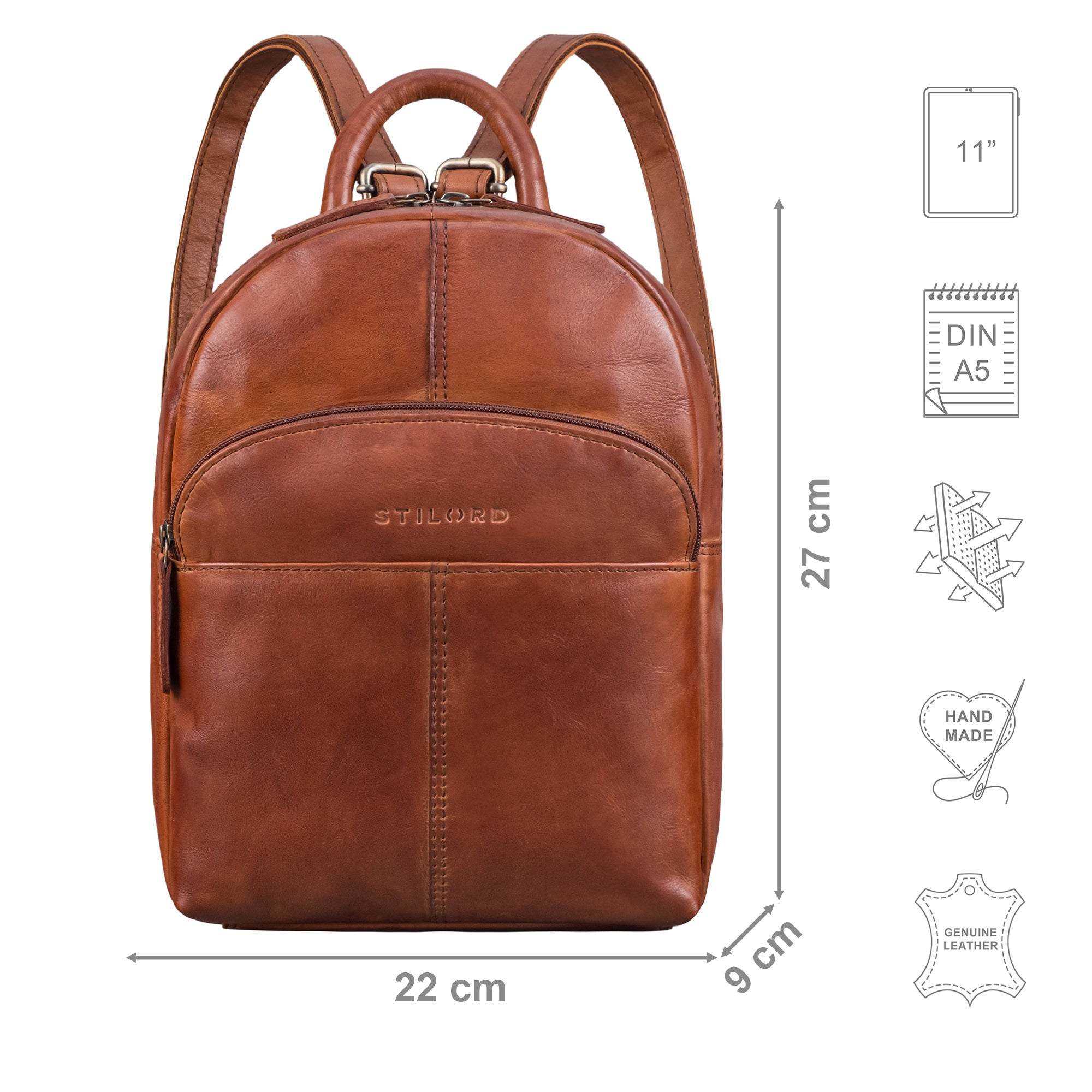 cognac diebstahlsicherer rucksack leder