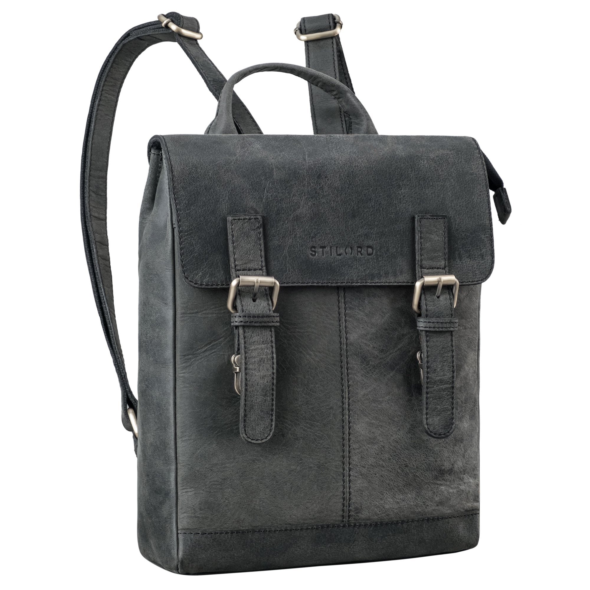 kleiner leder rucksack damen grau antharzit tablet 13 zoll