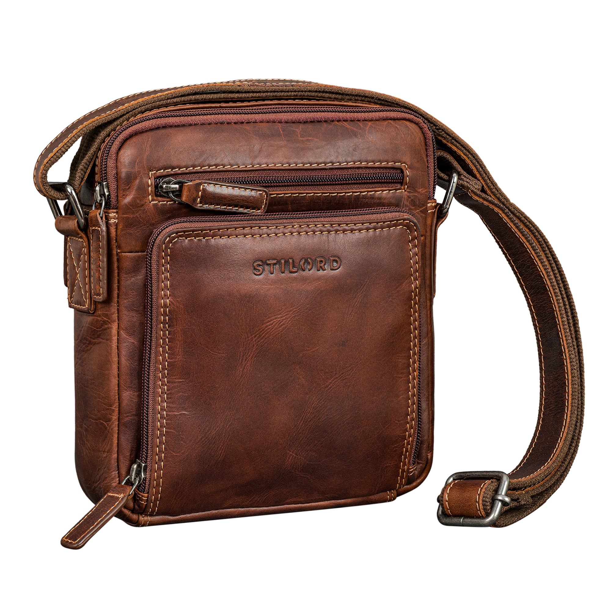 leder schultertasche klein herren braun