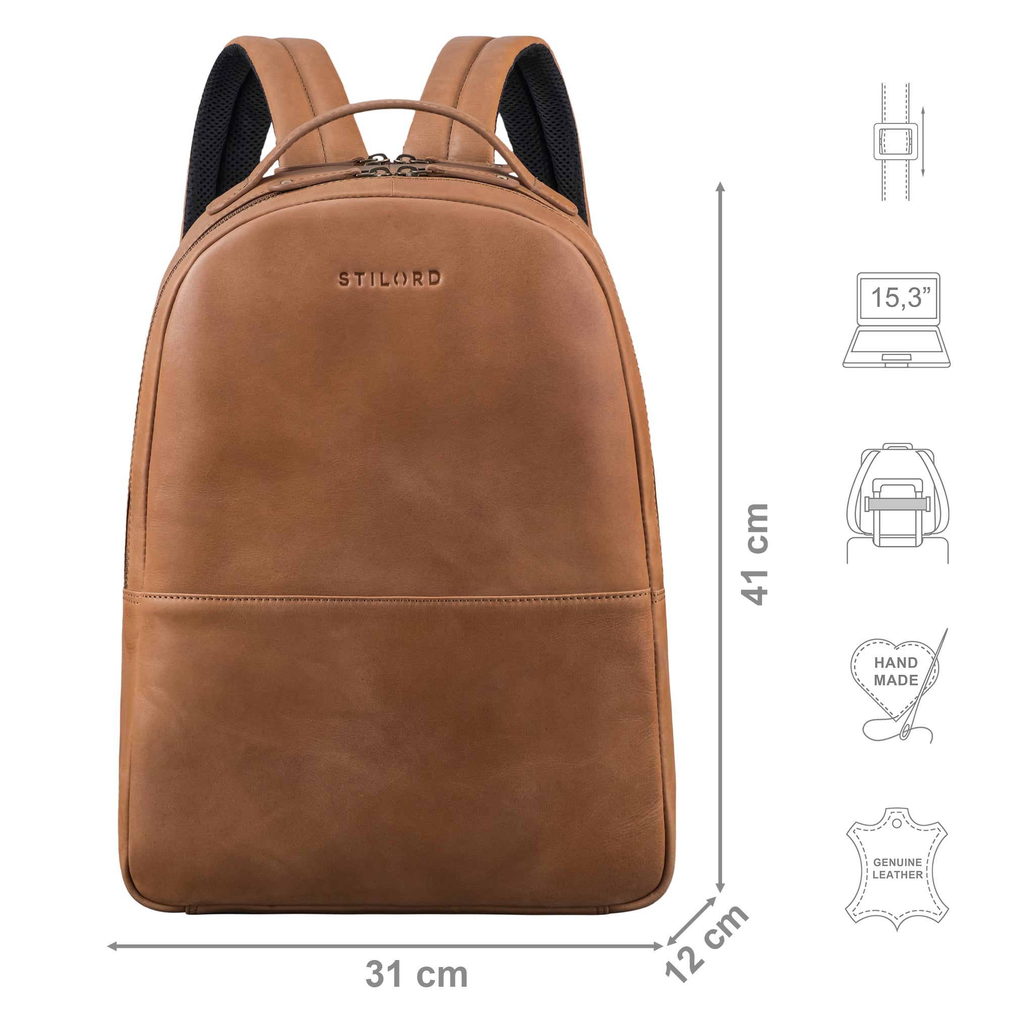 Studenten Rucksack mit Laptopfach Leder