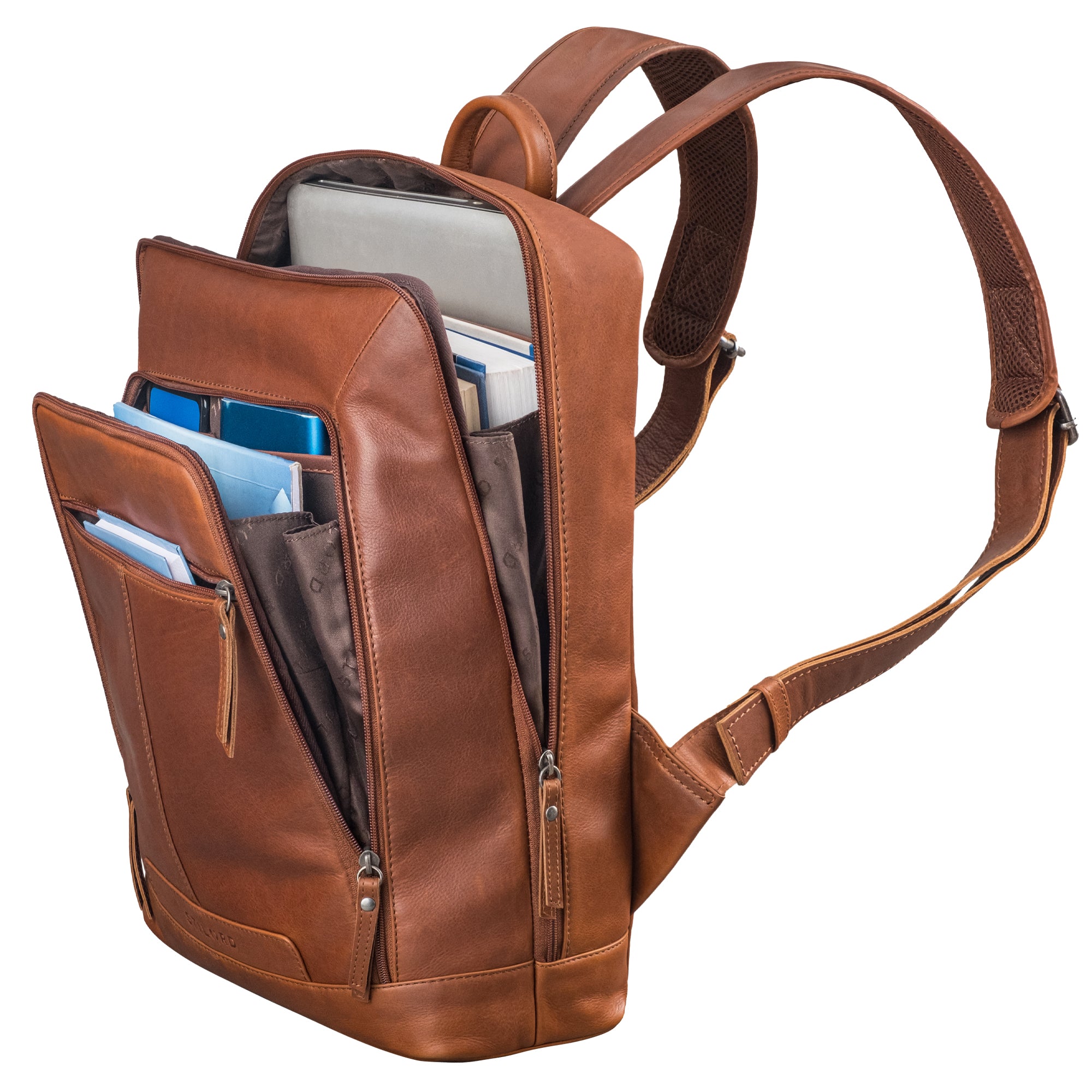 leder uni rucksack damen mit laptopfach braun
